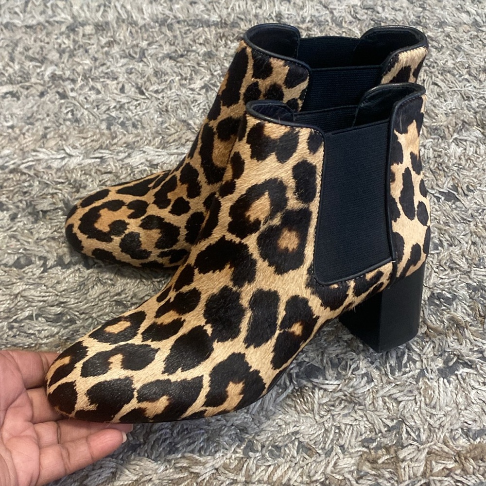 kate spade animal print real fur died cow hair Ankle Booties sz 7.5 - Picture 3 of 10